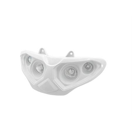 Maschera fanale anteriore di colore bianco pastello con 4 lampadine  alogene dicroiche per scooter e maxi scooter Gilera Runner 50 - 125 - 180 TNT, ricambio 201385