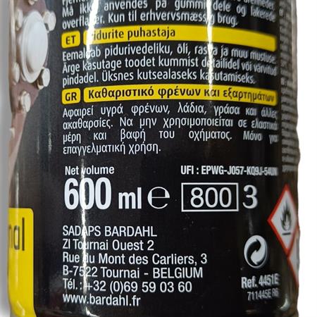 Brake & parts cleanerpulitore fr * 600ml, ricambio 606035