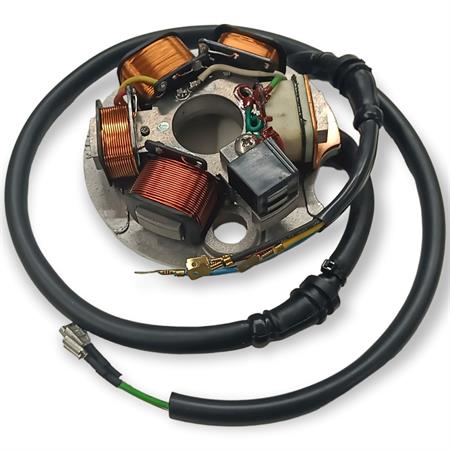 Statore originale Ducati - Piaggio con 7 cavi e tensione a 6 Volt per Piaggio Vespa 125 primavera ET3 prodotte dal 1976 fino al 1983 con riferimento originale 186974, ricambio 404011570