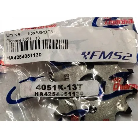 Pignone Chiaravalli codice 4051 con 13 denti per catena passo 420 per motori D50B montati su Aprilia, Derbi e Gilera 50 cc, ricambio HA4254051130