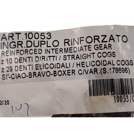 Ingranaggio doppio rinvio rinforzato Cif con 10 dritti e 29 denti elicoidali per ciclomotori Piaggio Ciao, Boss, Si, Bravo, Grillo, SuperBravo con variatore, ricambio 10053