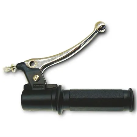 Comando gas Domino Cif completo di leva in acciaio lucido e manopola in gomma nera per ciclomotori Piaggio Ciao SC, ricambio 10209