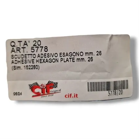 Scudetto Piaggio adesivo piccolo esagono (CIF), ricambio 5778