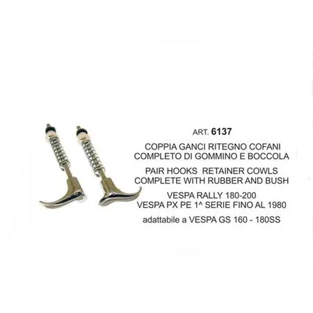 gancio ritegno cofano completo 2 pz., vespa old (CIF), ricambio 6137