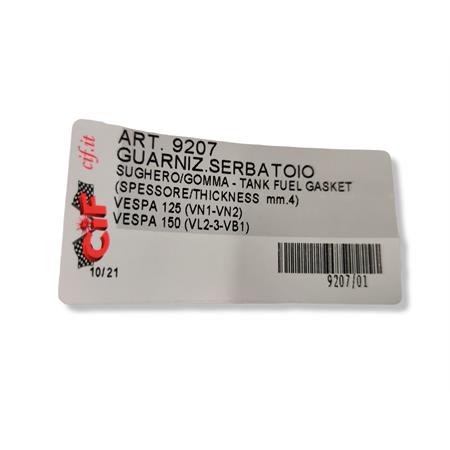 Guarnizione serbatoio in sughero e gomma con spessore da 4 mm CIF per Piaggio Vespa 125 VN1T e VN2T e Vespa 150 VL2T e VL3T e VB1T, ricambio 9207