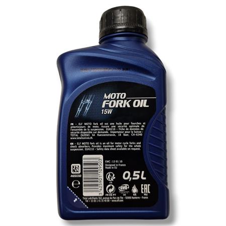 Barattolo olio forcella Elf moto fork oil 15w in confezione da 500 ml per tutti i tipi di forcelle, ricambio 111614