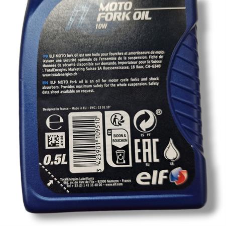 Barattolo olio forcella Elf moto fork oil 10w in confezione da 500 ml per tutti i tipi di forcelle, ricambio 111615