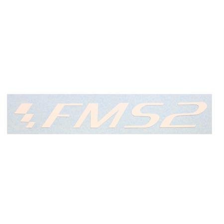 Adesivo prespaziato logo fms2 con dimensioni 10x1.8 e colore bianco lucido, ricambio ADE001BIANCO