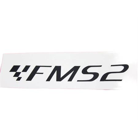 Adesivo prespaziato logo fms2 con dimensione 10x1.8 di colore nero lucido, ricambio ADE001NERO