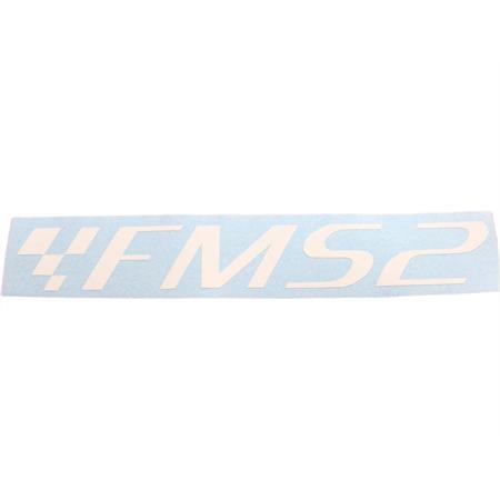 Adesivo prespaziato logo fms2 con dimensioni 20x3 e colore bianco lucido, ricambio ADE002BIANCO