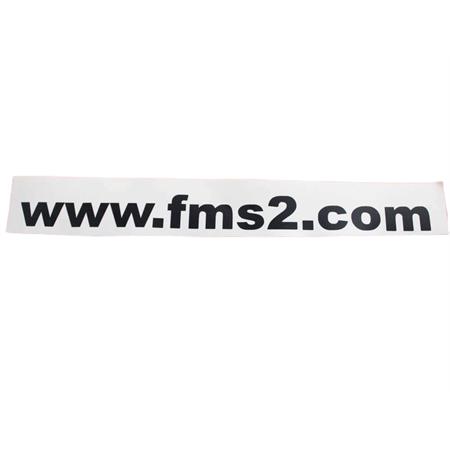 Adesivo prespaziato con logo wwwfms2  con dimensioni 20x3 e colore nero lucido, ricambio ADE004NERO