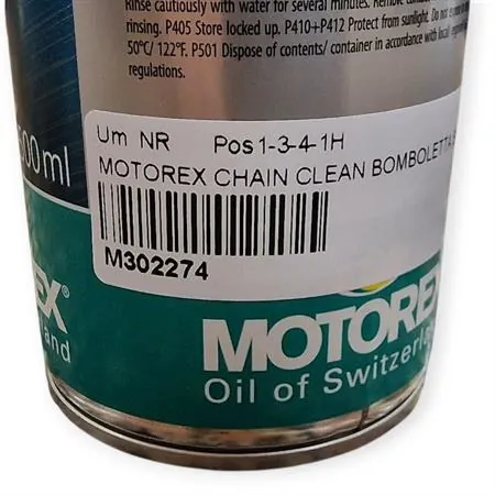 Pulitore sgrassante catena Motorex - bomboletta spray da 500 ml, ricambio M302274