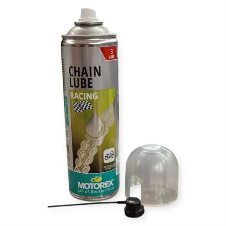 Lubrificante catena racing spray Motorex con aggiunta di PTFE - bomboletta spray da 500 ml, ricambio M302336
