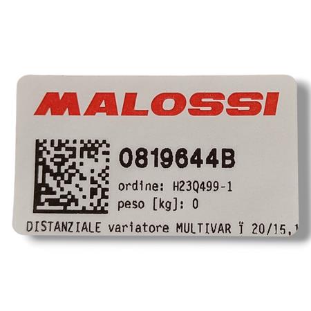 Distanziale variatore Malossi multivar con diametro esterno 35 mm, interno 15,1 mm e spessore 9 mm per motori Minarelli verticali e orizzontali, ricambio 0819644B