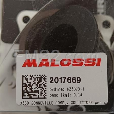 Collettore Malossi X360 Bonneville completo di basetta in alluminio per carburatori diametro 32 e 34 con montaggio su carter Malossi C-One e RC-One Piaggio e Minarelli, ricambio 2017669