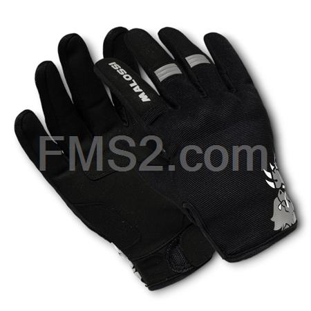 Guanti mezza stagione Malossi modello M-GLOVES di colore nero e grafiche grigie con taglia XS, ricambio 3919252G2