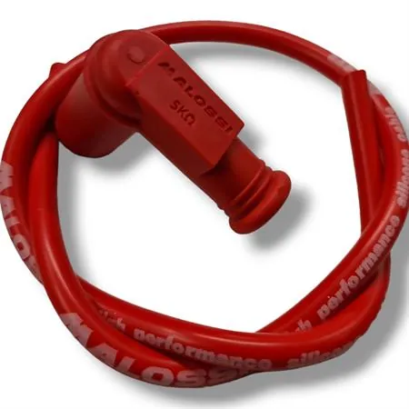 Kit cavo candela Malossi di colore rosso in silicone con pipetta attacco candela in silicone rosso con resistenza 5Kohm e utilizzo su candela con nottolino SAE avvitato, ricambio 5519221
