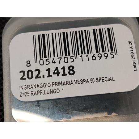 Ingranaggio campana frizione primaria Polini Z25 denti dritti per allungare il rapporto nei motori Piaggio Vespa 50 special e PK 50 con motore elaborato, ricambio 2021418