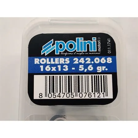 Kit rulli variatore 16x13  peso grammi 5.6 interno ottone (Polini), ricambio 242068