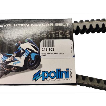 Cinghia di trasmissione Polini in Aramid per variatore maxi scooter Yamaha T-Max 500 cc, ricambio 248103