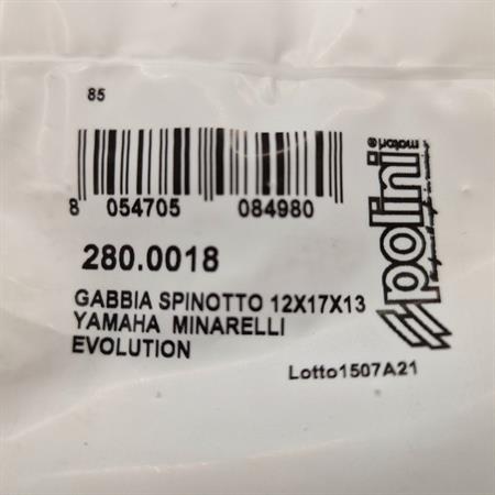 Gabbia a rulli spinotto biella Polini rinforzata con misure 12 x 17 x 13 mm modello Polini Evolution per scooter con motore Piaggio e Minarelli spinotto 12 mm, ricambio 2800018