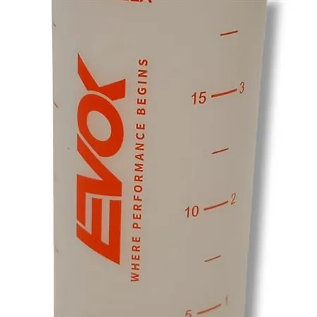 Flacone miscela RMS Evok graduato da 250 ml con scala per miscela dal 1% fino al 7% completo di tappo in plastica a vite, ricambio 142740021