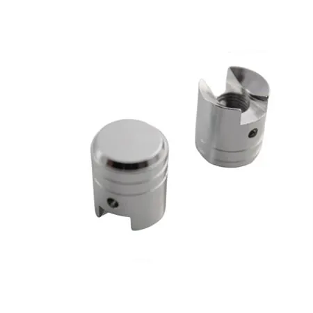 Coppia cappuccio valvola in alluminio con forma di pistone grande e colore argento lucido (Sifam), ricambio KP103